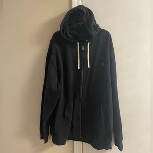 Polo Ralph Lauren black full zip up hoodie with kangaroo pockets. 4XLT. NWT